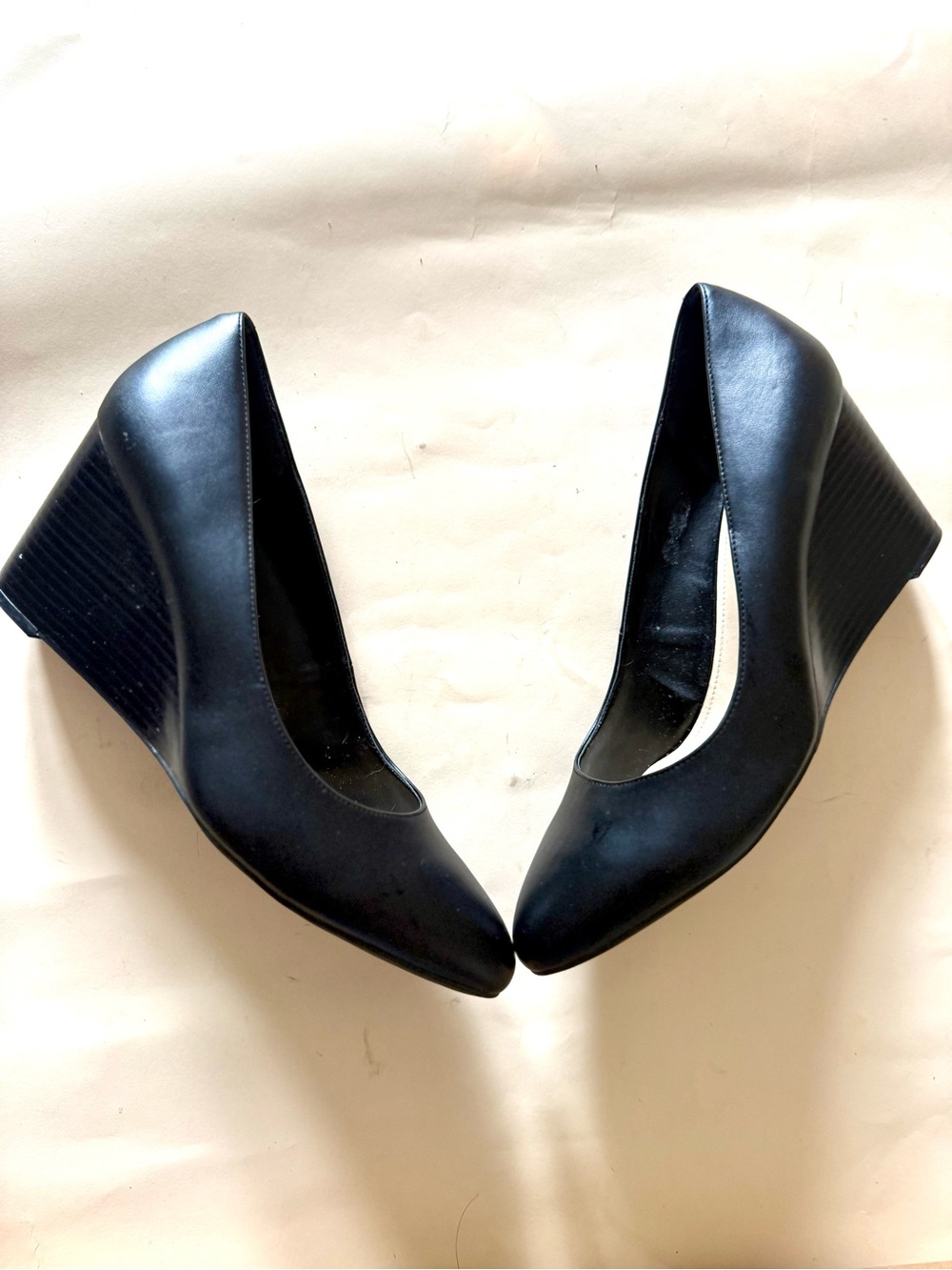 Nine West Jazzin Leather Black Wedge Pumps for Women - Sz - 11
